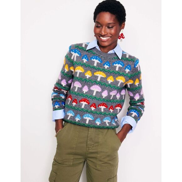 Boden Sweaters - Boden Edie Fair Isle Wool Blend Jumper Sweater Gray Mushroom Small